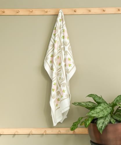Thirsty Towel by Doctor Towels Bamboo Bath Towels 200 GSM | Quick Dry and Ultra Soft Bamboo Towels for Bath Large Size 140 x 70 cm | Antimicrobial Towels for Men & Women – Floral Tile