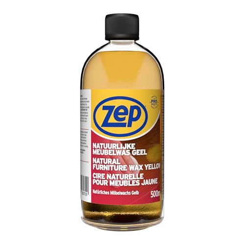 Zep Natural Furniture Wax Yellow 500ml - Natural Beeswax Polish for All Wood Types, Leather & Stone, Protects & Restores Good Finish, Ideal for Oak, Parquet Flooring, Furniture, & Antique Wood