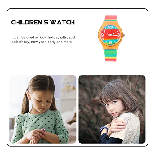 PRETYZOOM Relógio de pulso infantil de silicone à prova d'água com desenho de arco-íris para presen