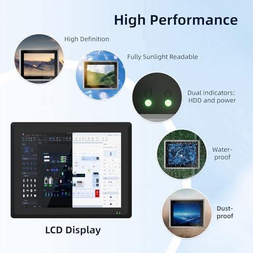 Image of 15 inch Fanless Industrial Panel PC,IP65 All-in-One Embedded Computer | Windows 11 pro,10 Point Capacitive Industrial Touch Screen,HDMI COM LAN USB GPIO,for Automation,Kiosk(i7-10710U,16GB+256GB)
