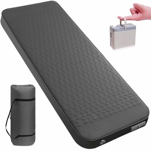 TPYOCQU Self Inflating Sleeping Pad with Electric Pump, 4”Ultra-Thick Memory Foam Camping Mattress Pad, Ultralight Camping Sleeping Pad, 9.5 R-Value Insulated Sleeping Mat for Car Travel