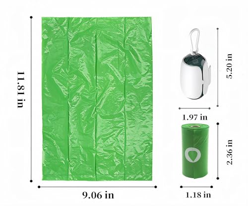 Image of Dog Poop Bag Holder, 1 Dispenser and 15 Fragrance Bags (Green), Environmentally Friendly, Sturdy and Leak Proof, 0.17 Pounds, 1.76 x 1.97 x 5.12 Inches