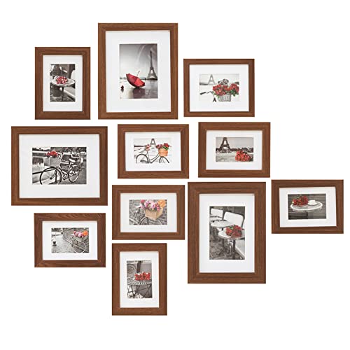 ZEP Montreaux Bilderrahmen Aus Holz – Für 8 Fotos 13x18 Cm, Dunkelbraun/braun/natur, Wand-Multirahmen