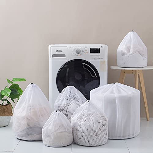 Arzasgo Mesh Laundry Bags, Pack Of 4 Durable Drawstring Laundry Washing Bags For Delicates, Garments, Lingerie, Socks, Bras And Baby Clothes (Coarse&Fine Mesh) #TOP6