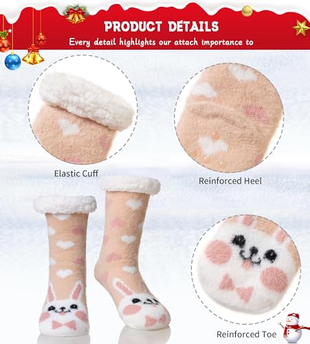 Image of WEVIAS Womens Slipper Fuzzy Socks Winter Thermal Cozy Warm Fleece Lined Non Slip Fluffy Thick Soft Sleep Cabin Socks With Grips