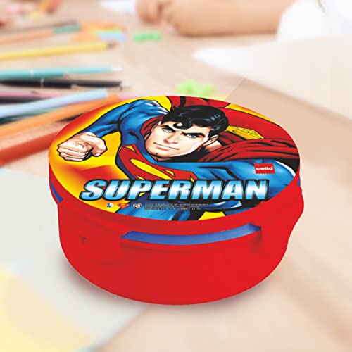 Image of CELLO Tiffy Superman Gift Set Insulated Lunch Box & Water Bottle for Kids | Tiffin Box 460 ml, Water Bottle 400 ml, Red & Yellow | Leak Proof | Easy to Clean | Ideal for School, Picnic