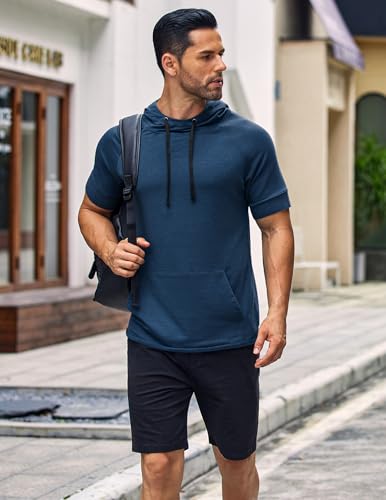 COOFANDY Men's Short Sleeve Hoodies Casual Workout Gym Tops Outdoor Athletic T-Shirts With Pockets - Image 4