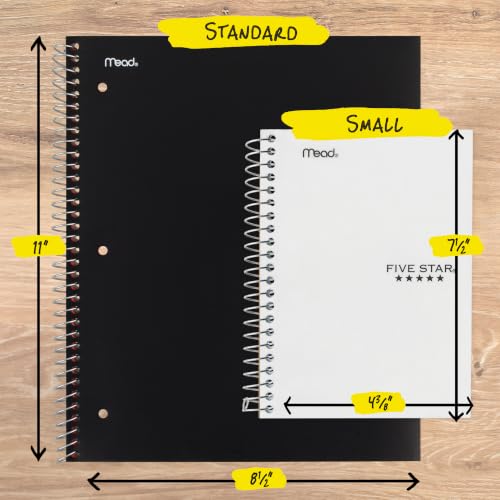 Image of Five Star Spiral Notebook, 1 Subject, College Ruled Paper, 4-3 /8 inch x 7 inch, Small Size, 80 Sheets, Fights Ink Bleed, Water Resistant Cover, White (450048E)