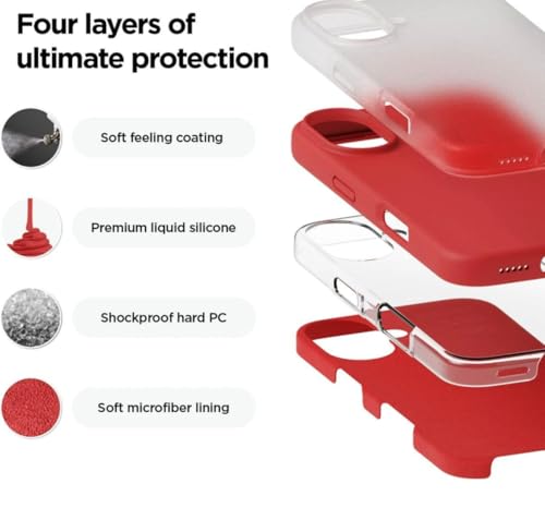 Image of Premium Liquid Silicone Case for iPhone 17 (6.1 Inch) - Slim Full Body Protective Back Cover with Soft Microfiber Lining, Anti-Slip Grip Scratch Resistant Phone Case(Red)