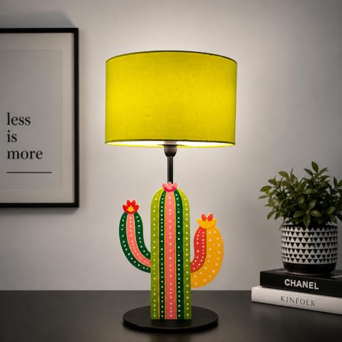 Image of THE GRANDEUR Cactus Artistic Table Lamp with Fabric Shade, 41 cm