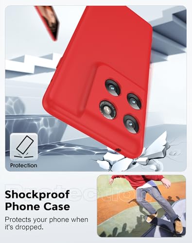 Coque Motorola Edge 2025 LeYi en silicone liquide souple antichoc rouge
