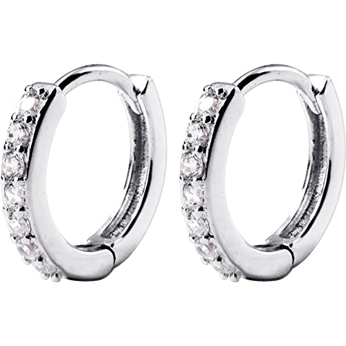 Créoles 8mm argent et zircon délicat cadeau idéal pour femme