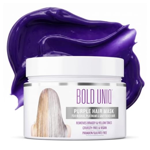 Bold Uniq Purple Hair Mask - For Blonde, Platinum, Bleached, Silver, Gray, Ash & Brassy Hair - Remove Yellow Tones, Reduce Brassiness and Condition Dry, Damaged Hair - Cruelty Free & Vegan - 6.76 Fl Oz