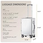 20 Inch All Aluminum Carry On Luggage 22x14x9 Airline Approved with Spinner Wheels,Hard Shell Zipperless Lightweight Small Suitcase with TSA Approved for Travel Business Women Men,Silver - Image 4
