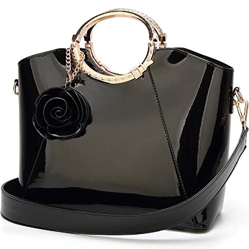 Bolso Satchel Mujer de Cuero Sintético Brillante miniatura 1