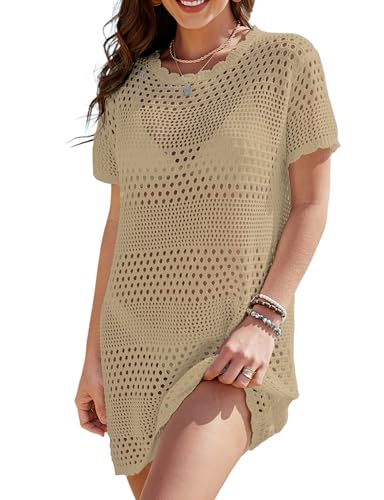 Image of Buauty Womens Swimsuits Coverup Bathing Suits Cover Ups Crochet Swimwear Bikini Beach Dresses 2026 Vacation Outfits