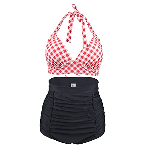 Maillot de bain deux pièces galbant taille haute noir et sandales confortables rose