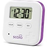 scala 20821 - Scatola portapillole a 4 scomparti, 5 sveglie, 45 g, colore: Bianco