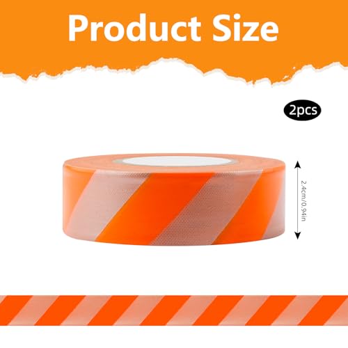 2 Rolls Orange Silver Barricade Tape Hunting Trail Marking Ribbons, 147 Ft Waterproof Reflective Flagging Tapes Tree Marking Tapes, Eye-catching Caution Tape for Wall Floor Pipe Equipment Factory