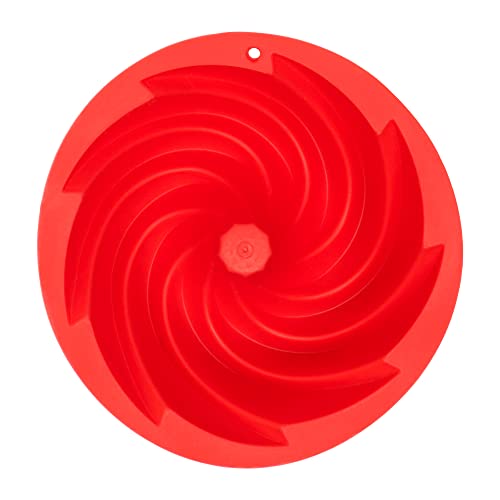 Mimo Style Forma de Silicone Vermelha para Assar com Design Espiral, Ideal para Flan, Pudim, Bolo, P