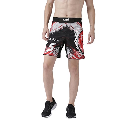 Image of USI Universal MMA Shorts for Training & Kickboxing, 411HB Unbeatable Shorts Tuf Stretch Fighting Shorts for Martial Arts, Cage Fight, Muay Thai, BJJ, Boxing (M, Black /Red)