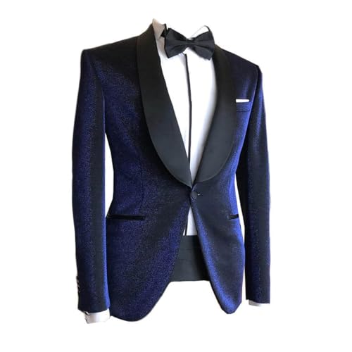 Men's Formal Blazer, Shawl Lapel, One Button, Single Breasted, Navy Blue