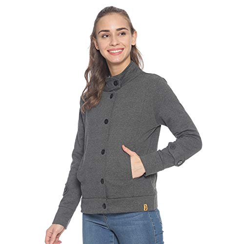 Image of PINACOLADA Women Charcoal Grey Regular Fit Casual Jacket
