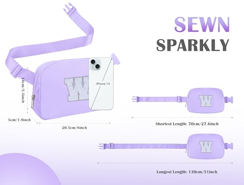 Image of COSHAYSOO Purple Belt Bag Crossbody Initial Fanny Waist Pack Preppy Cute Trendy Gifts for 5 6 7 8 9 10 11 12 13 14 Year Old Girls Preteen Tween Teen Birthday Christmas Valentines Easter Letter W