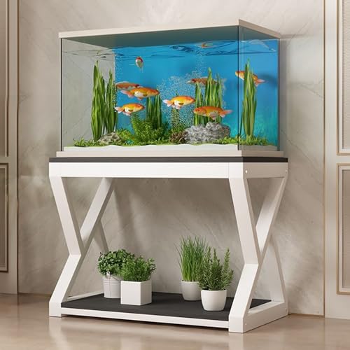Soporte de metal resistente para pecera, soporte de acuario de 2 niveles, resistente y estable, fácil de montar, ideal para el hogar, sala de estar, almacenamiento de oficina