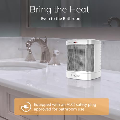 Image of Lasko 8 inch Ceramic Bathroom Space Heater - ALCI Safety Plug - White - CD08200