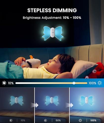 Image of LOFTEK Motion Sensor Wall Light, Rechargeable Color-Changing Sconce with Butterfly Wing Design, Dimmable Brightness, 1800mAh Battery, Perfect for Hallway, Stairs, Bedroom, Bathroom [2 Pack]