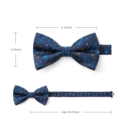 Image of HISDERN Bow Ties for Men Pretied Bowties Classic Formal Business Bow Tie Adjustable Tuxedo Bowtie for Wedding Party