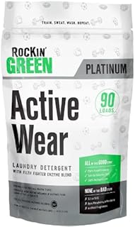 Rockin' Green Active Wear Detergent (90 Loads) - Fights Sweat Stains & Odors - All Natural Laundry Detergent Powder - Vegan and Biodegradable Odor Fighter - Safe for Sensitive Skin - 45 oz.