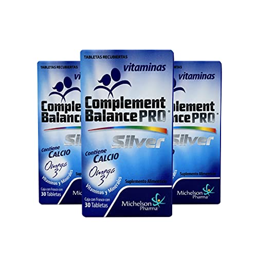 MICHELSON PHARMA - CBP SILVER 30 TABLETAS PACK 3 PZ - Tabletas Recubiertas, contiene Calcio, Omega 3, Vitaminas y Minerales - Diseñado para Adultos Mayores de 50 Años - Paquete con 3 cajas de 30 tabletas c/u
