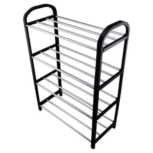 Sapateira Plástico Com Metal 4 Divisórias Desmontável (Branco)