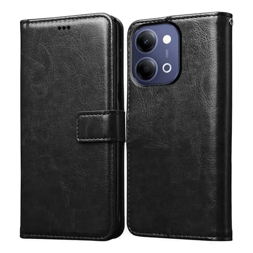 Image of Flip Cover Back Case Compatible with Vivo Y05 5G / Y11 5G / Y21 5G | Premium Leather Finish | Inbuilt Pockets & Stand | Flip Cover Back Case for Vivo Y05 5G / Y11 5G / Y21 5G (Black)