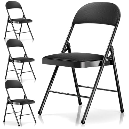 Klappstuhl mit Kissen - Gepolsterte Klappstühle 4er-Set, Schwarze...