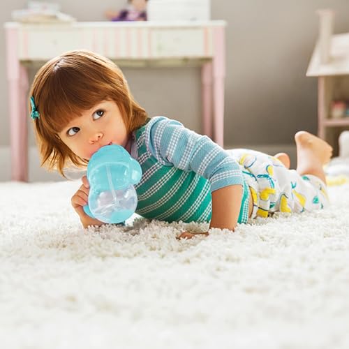 Image of Munchkin Any Angle Sippy Cups for Toddlers, Spill Proof Weighted Straw Cup with Transition Handles for Babies 6 Months and Up, 7 Ounce, 2 Pack, Blue