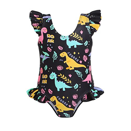 Image of YOUNGER TREE Toddler Baby Girls Swimsuit Infant One Piece Bathing Suits Cute Dinosaur Beach Wear Sunsuit Ruffle Swimwear