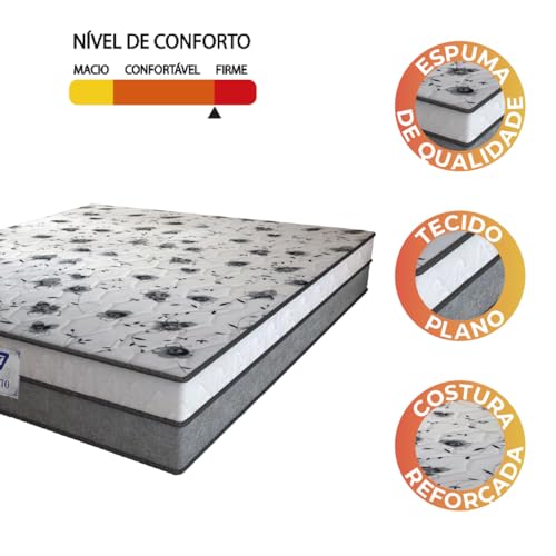 Colchão Casal Espuma D33 Fort 138x188x21cm Cinza/branco - Suporta até 150kg por Pessoa