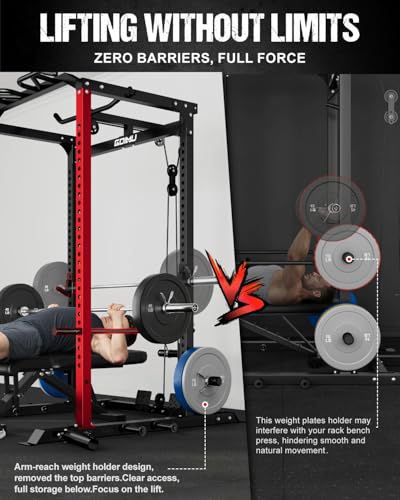 C1-V4 Power Cage, 2000LBS Squat Rack with LAT Pulldown, Multi-Function Weight Cage Strength Training Machine, Workout Cage with More Attachments for Home Gym Garage - Image 6