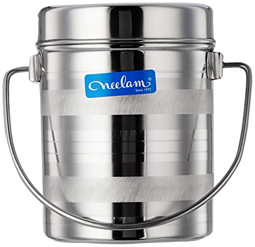 Image of Neelam Stainless Steel 12, 22 Gauge Diamond Milk Pot, 1900 ml, Stainless Steel Storage Can Useable As Steel Dabba, Milk, ghee, Oil Storage, Etc. Heavy Jointless Body, Induction Compatible, Silver
