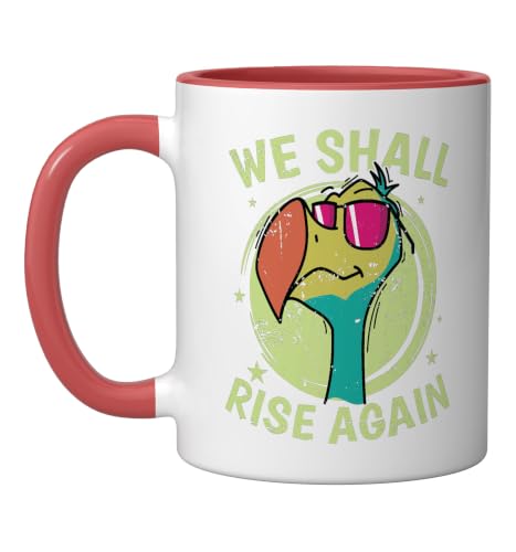 We Shall Rise Again Bird from Mauritius Ceramic Mug, Red/White