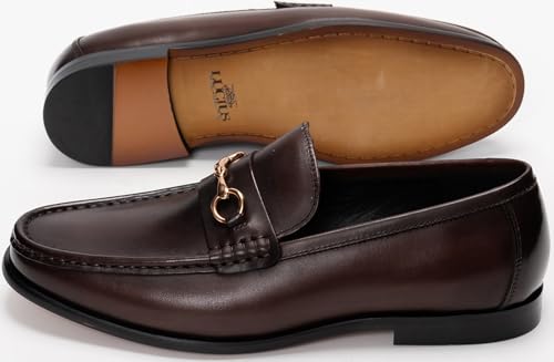 ルシウス Men's Slip-On Bit Loafers, Dark Brown, 27.5 cm 3E3