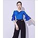 Yhhsgscr Women's Medium Sleeve Latin Dance Tops V Neck Tango Ballroom Dancing Clothing Training Outfit for Rumba Slim Fit,Blue,M