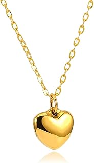 سلسلة عصرية بدلاية بشكل قلب للنساء، ستانلس ستيل مطلية بذهب عيار 18، مناسبة لهدايا عيد الميلاد والمهرجانات والزفاف والذكرى السنوية للام والزوجة والحبيبة من جوليا ستور, بدون أحجار كريمة
