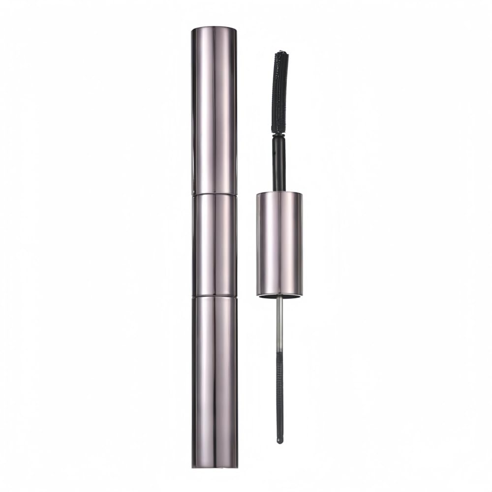 2 In 1 Waterproof Black Mascara with Small and Big Brush for Short/Fine Eyelashes, No Clumping and Thickening, Long Lasting, Smudge-Proof, Natural Look