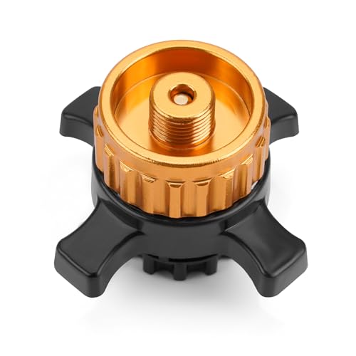 Onlyfire Ventilkartuschen Adapter für Easy-Click/CV Gaskartuschen Übergang von Bajonetverschluß auf 7/16' Schraubgewinde Anschluß, Gaskartuschen Adapter, Goldene, 1 Stck