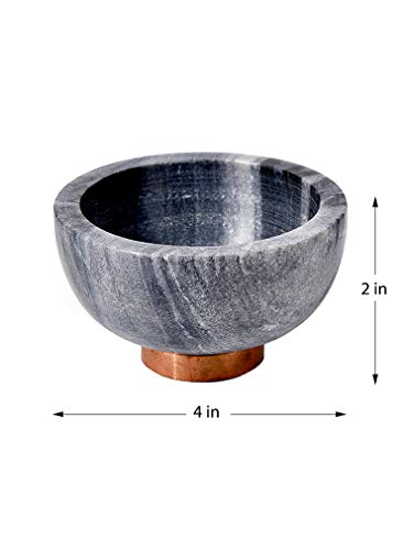Serene Spaces Living Black Marble Bowl With Copper Ring, Decorative Multi-Purpose Bowl - Use As Centerpiece Bowl, Fruit Bowl, Small Size Measure 2.25" Tall And 4" Diameter #TOP1