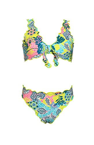 Hobie Girls' Bralette Top and Hipster Bikini Bottom Swimsuit Set, Multi//Venice Vibes, 16